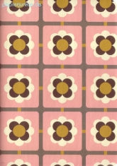 Geschenkpapier Retro-Blüte auf Kachel, rosa