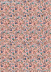 Geschenkpapier Blumenpaisley auf Blau / auf Rosa