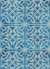Geschenkpapier Fliesen, Blumen blau/trkis