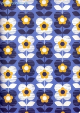 Geschenkpapier Retroblumen auf Blau